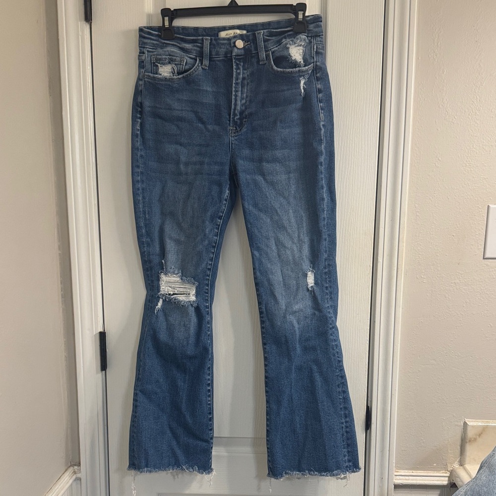 Jelly Beans Classic Blue Distressed Flare Jeans